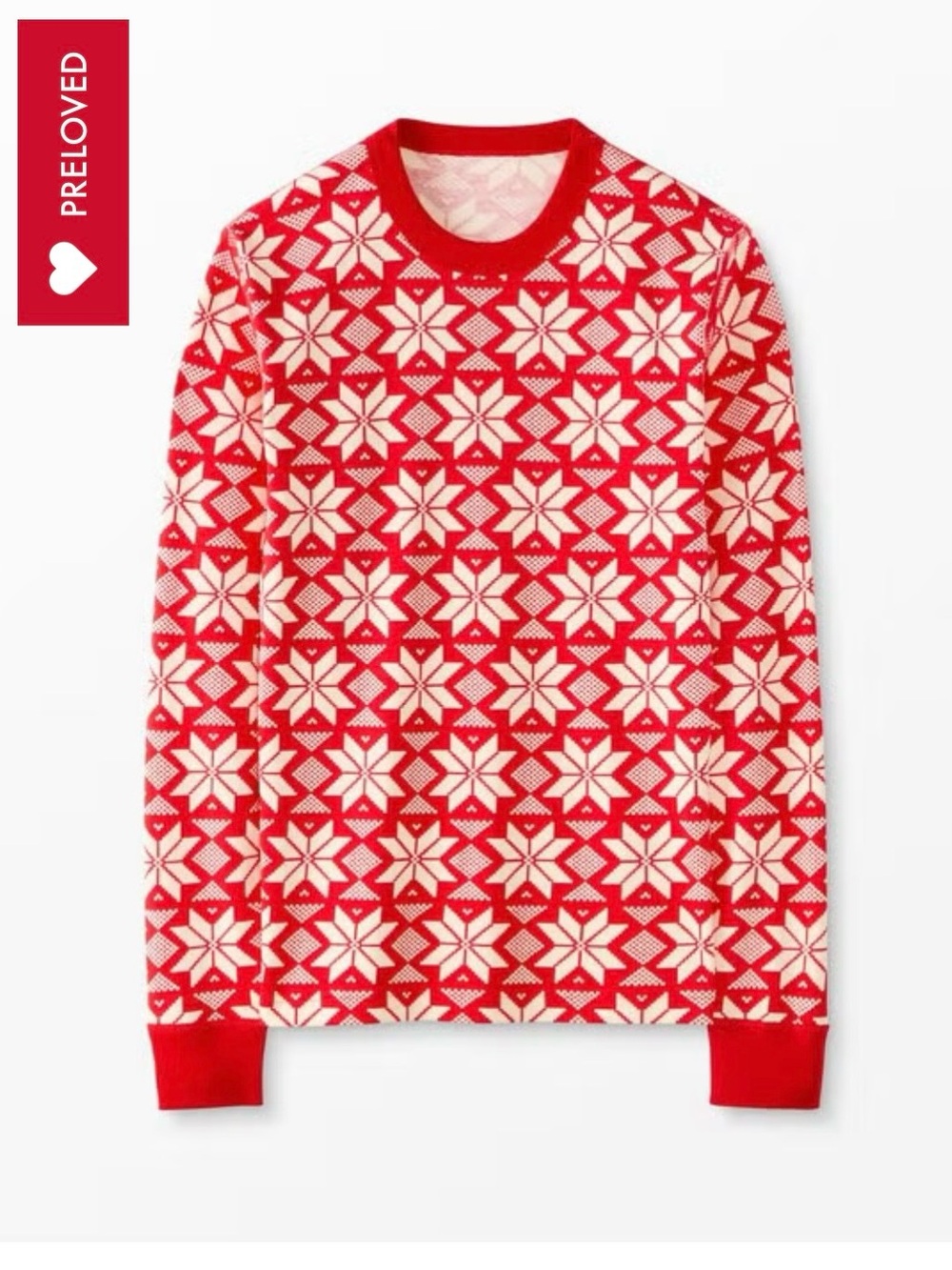 Hanna Andersson Red and White Snowflake Crewneck Sweater - Scandi Snowflake